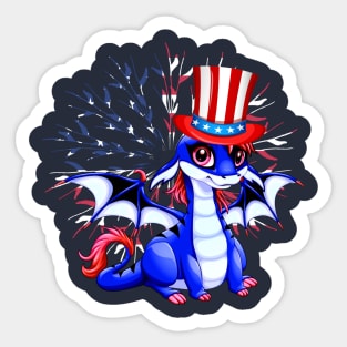 Cute Anime Dragon July 4th Independence Day Fireworks Baby Dragon Sticker